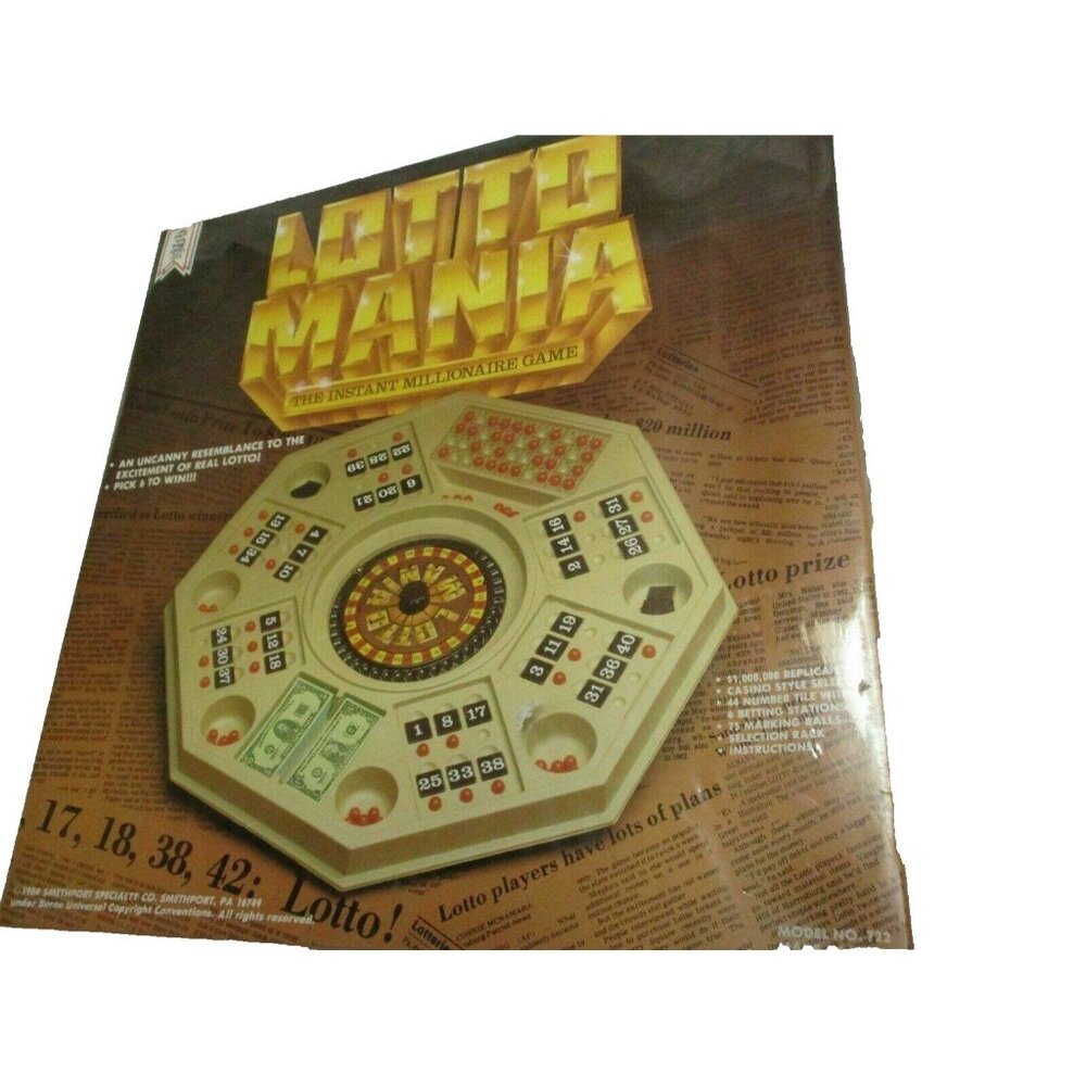 Lotto mania vintage 1984 instant millionare game by smethport